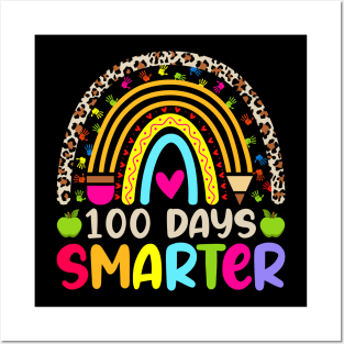 Cute 100th Day Of School 100 Days Leopard Rainbow Boys Girls Posters and Art